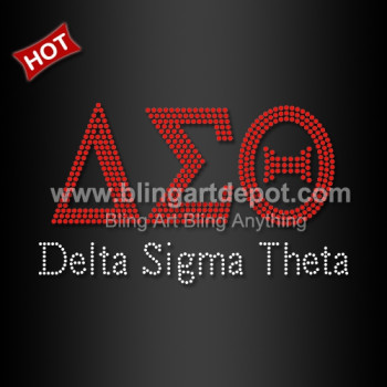Custom Rhinestone Motif Delta Sigma Theta Iron on DST Transfer Design